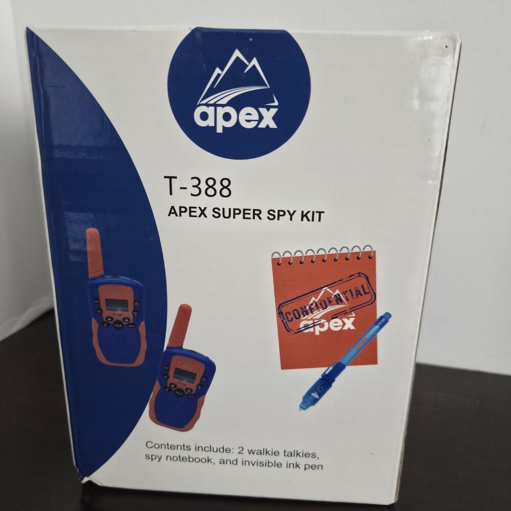 Apex T-388 Walkie-talkies Super Spy Kit Set Of Two Blue & Orange Notebook Pen